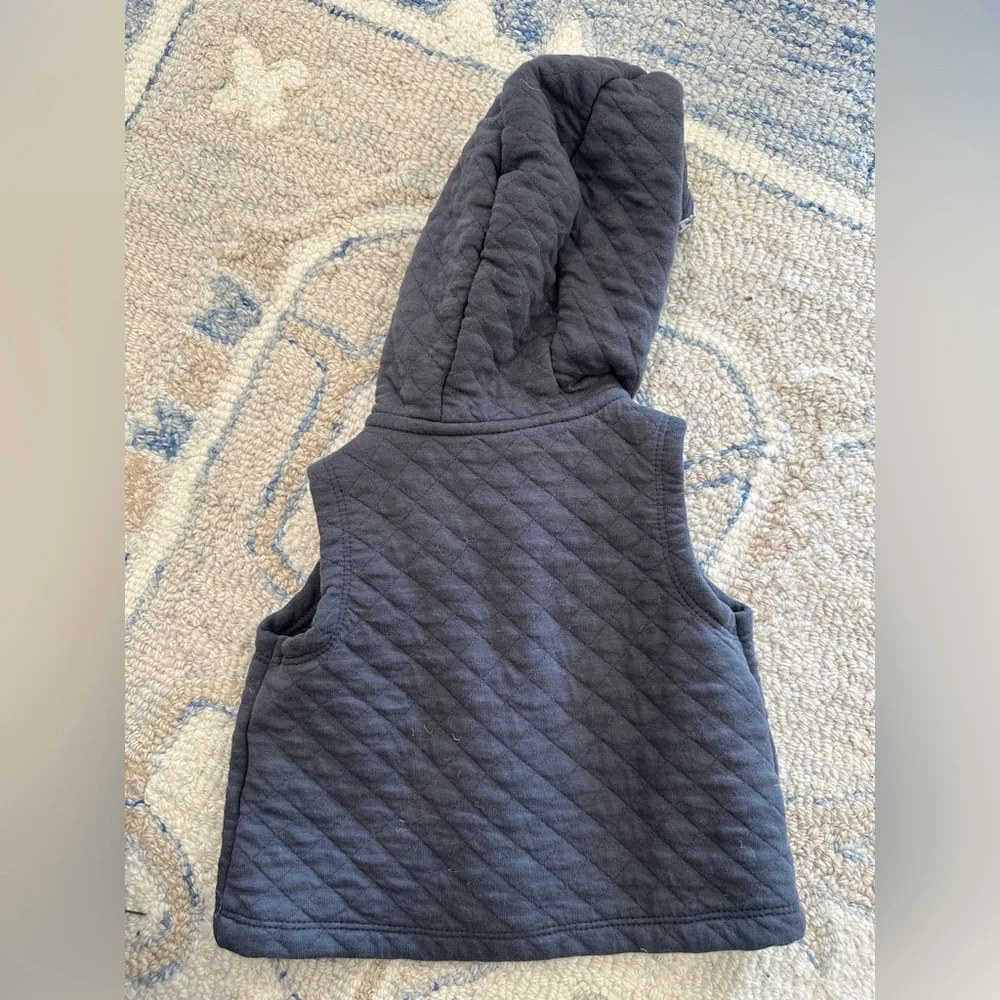 Carter's Charcoal Quilted Vest with Patterned Trim & Hoodie